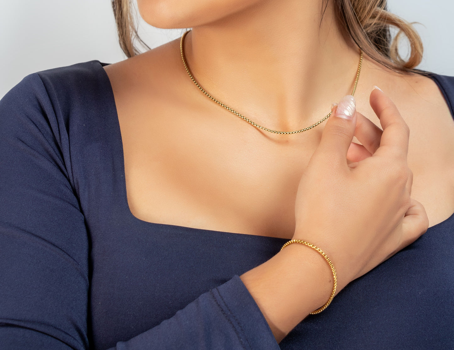 Combo Cadena y Pulsera Mujer – Tejido Veneciano