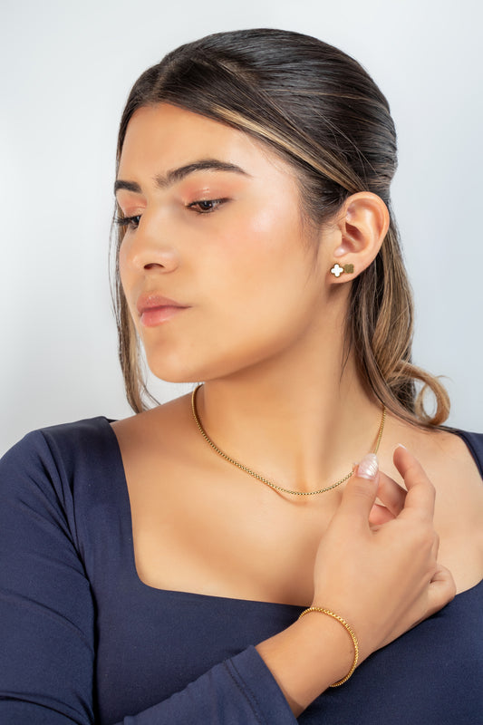 Combo Cadena y Pulsera Mujer – Tejido Veneciano