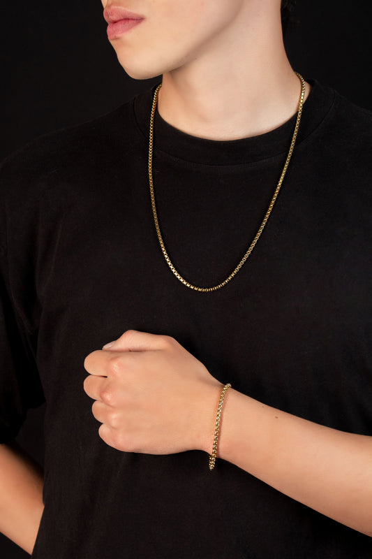 Combo Cadena y Pulsera Hombre – Tejido Veneciano